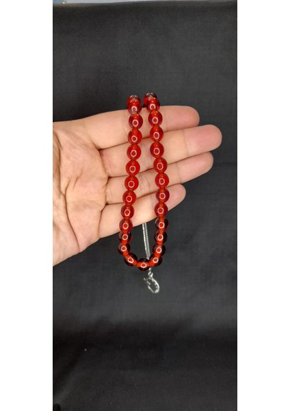 Çubuk Kehribar Tesbih Küre Kesim Kırmızı Renk T-327 fiyatları