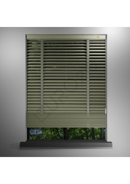 Ahşap Jaluzi Perde 50 mm GERÇEK AHŞAP Redüktörlü / Zincirli Kurdeleli BEJ Renk modelleri