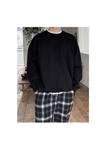 Erkek Siyah Basic Oversize Sweatshirt fiyatları