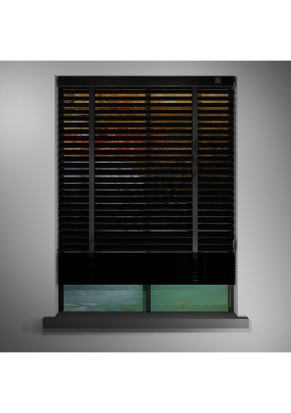 Ahşap Jaluzi Perde 50 mm GERÇEK AHŞAP Redüktörlü / Zincirli Kurdeleli SİYAH Renk modelleri