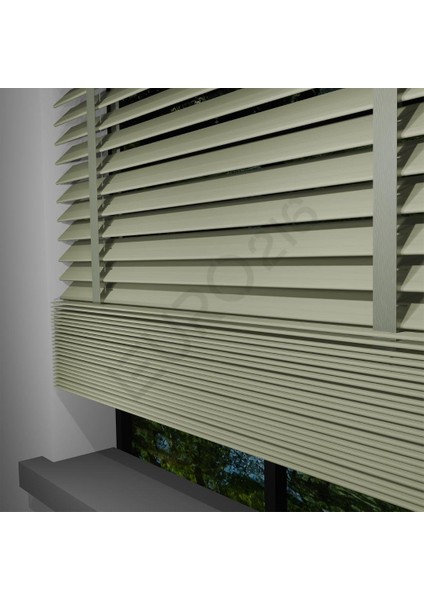 Ahşap Jaluzi Perde 50 mm GERÇEK AHŞAP Redüktörlü / Zincirli Kurdeleli BEJ Renk indirimleri