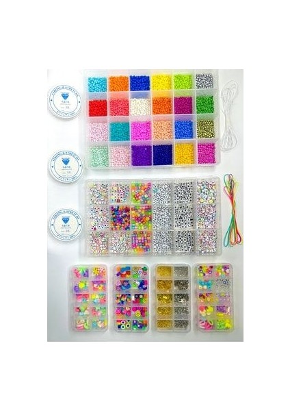 6 Kutulu Mega Takı Yapım Seti Dev Boy Kum Boncuk Yok Yok