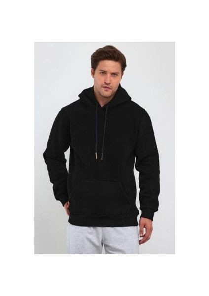 Erkek Kanguru Cep Kapşonlu Sweatshirt