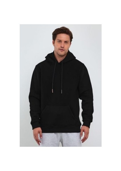Erkek Kanguru Cep Kapşonlu Sweatshirt
