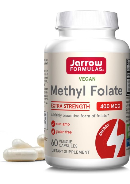 Jarrow Formulas Vegan Methyl Folate 400 Mcg Bio Mthf 6s-5-Methyltetrahydrofolate Glucosamine Salt