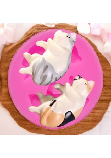 2'li Miskin Kediler Silikon Mum Kalıbı