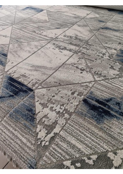 Samoa 02382A Krem Mavi Çizgi Desenli Halı modelleri