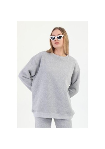 Kadın Uzun Kollu Bisiklet Yaka 3 Iplik Sweatshirt