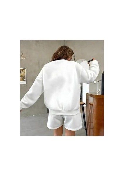 Yeni Sezon Kadın Beyaz Barbie Baskılı Oversize Pamuklu Sweatshirt fiyatları