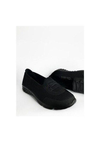 Kadın Siyah Hafif Taban Günlük Rahat Spor Babet Ayakkabı