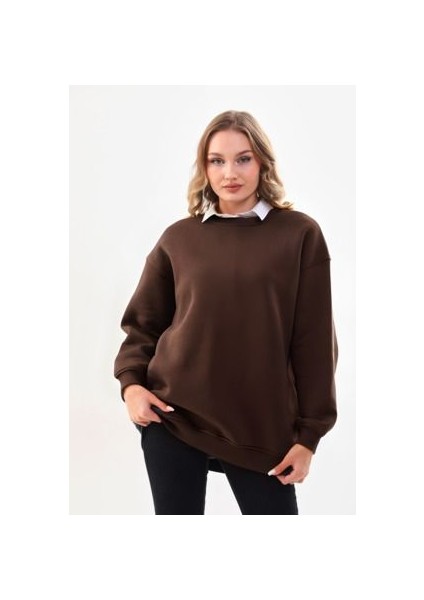 Kadın Uzun Kollu Bisiklet Yaka 3 Iplik Sweatshirt
