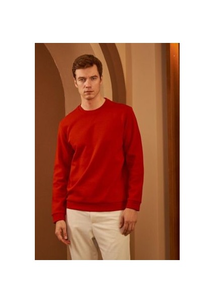 Erkek Basic Bisiklet Yaka Uzun Kollu Sweatshirt