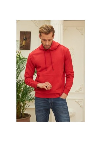 Erkek Kapuşonlu Kanguru Cep Hoodie Sweatshirt
