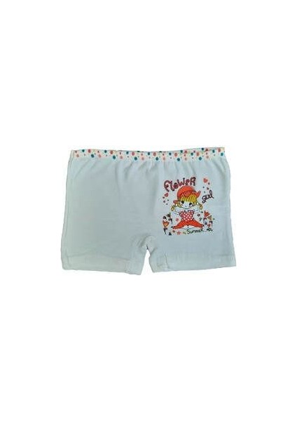 12LI Kız Çocuk Renkli Likralı Pamuklu Boxer Külot