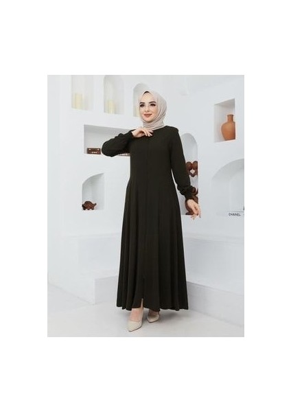 Yazlık Mevlana Model Belden Oturtmalı Kolu Lastikli Kloş Fereca Pardesü