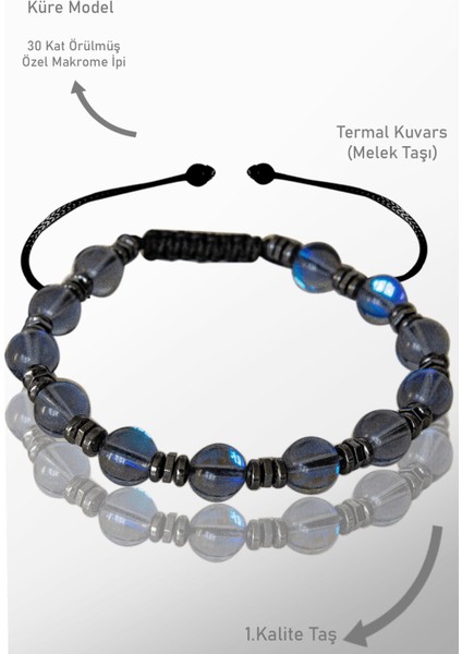 Sertifikalı Gerçek Gri Hidro Termal Kuvars Taşı Bileklik