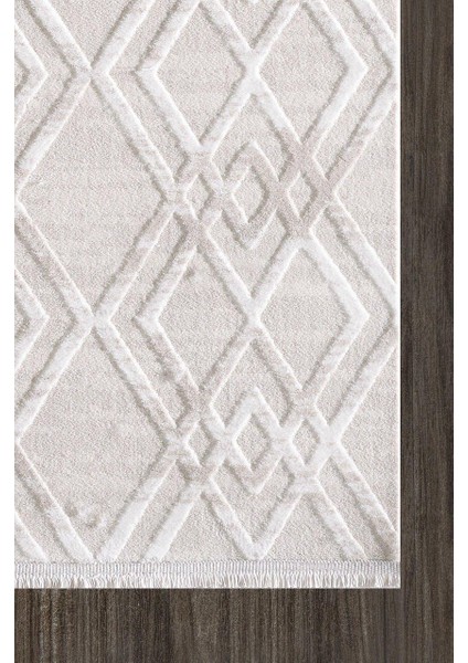 Samoa 06440B Krem Bej Çizgi Desenli Halı