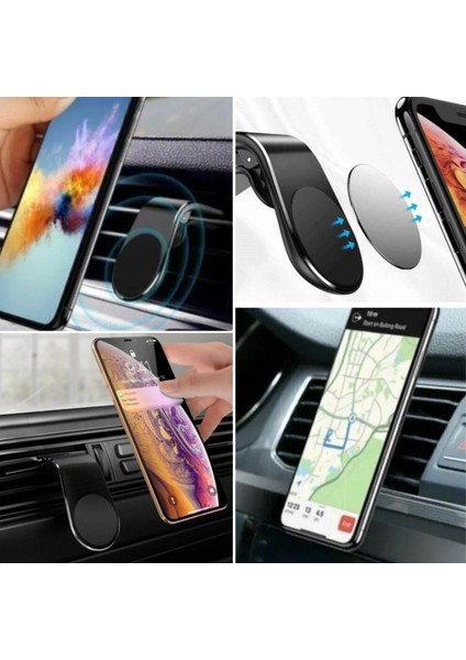 ® Havalanndırma Izgarasına Takılabilen Mandallı Mıknatıslı Oto Araç Içi Manyetik Telefon Tutucu