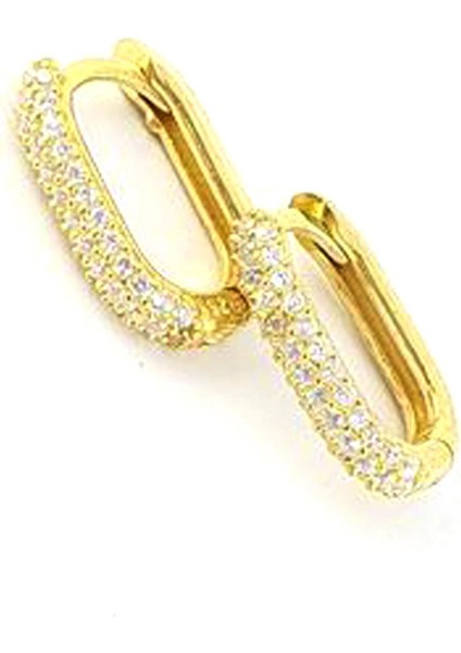 Zirkon Taş Detaylı 925 Ayar Gümüş Oval Halka Küpe fiyatları