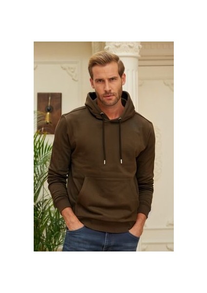 Erkek Kapuşonlu Kanguru Cep Hoodie Sweatshirt