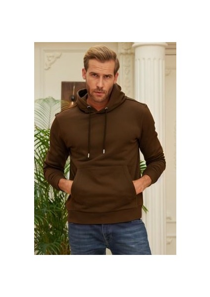 Erkek Kapuşonlu Kanguru Cep Hoodie Sweatshirt