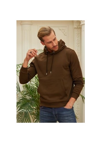 Erkek Kapuşonlu Kanguru Cep Hoodie Sweatshirt