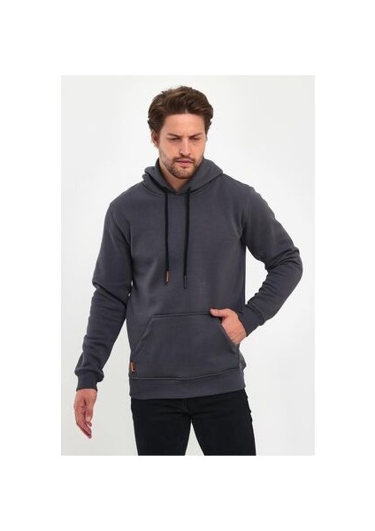 Erkek Kanguru Cep Kapüşonlu Sweatshirt