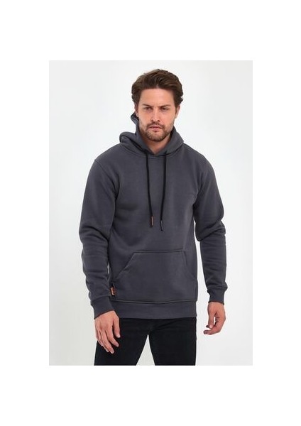 Erkek Kanguru Cep Kapüşonlu Sweatshirt