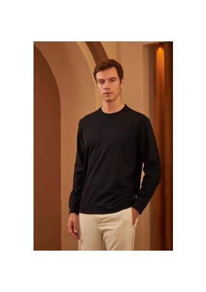 Erkek Basic Bisiklet Yaka Uzun Kollu Sweatshirt