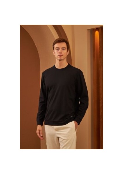 Erkek Basic Bisiklet Yaka Uzun Kollu Sweatshirt