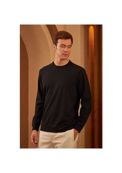 Erkek Basic Bisiklet Yaka Uzun Kollu Sweatshirt