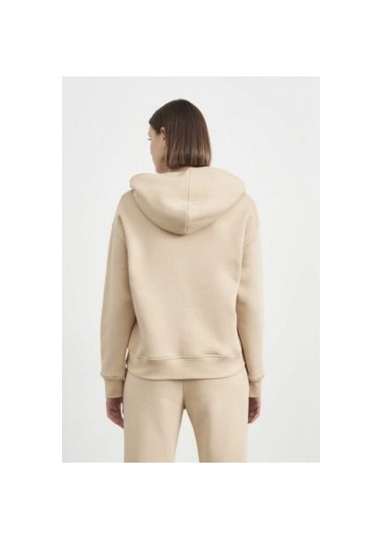 Kadın 3 Iplik Kanguru Cepli Kapşonlu Sweatshirt