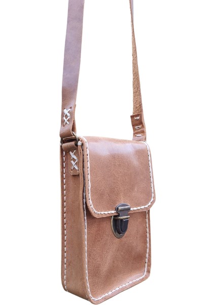Dionysos Ss2 Model El Yapımı Unisex Vintage El Dikişi Crazy Deri Küçük Boy Çanta Telefon Çantası