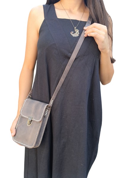 Dionysos Ss8 Model El Yapımı Vintage El Dikişi Unisex Crazy Deri Küçük Boy Çanta Telefon Çantası fırsatları