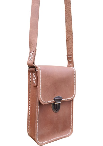 Dionysos Ss5 Model El Yapımı Vintage El Dikişi Unisex Crazy Deri Küçük Boy Çanta Telefon Çantası