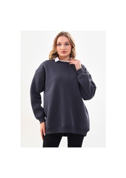 Kadın Uzun Kollu Bisiklet Yaka 3 Iplik Sweatshirt