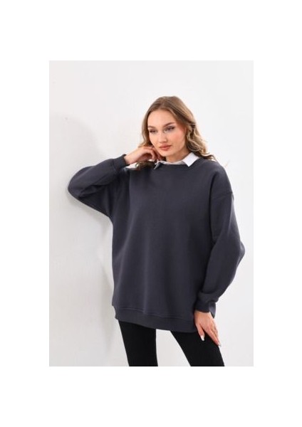 Kadın Uzun Kollu Bisiklet Yaka 3 Iplik Sweatshirt fırsatları