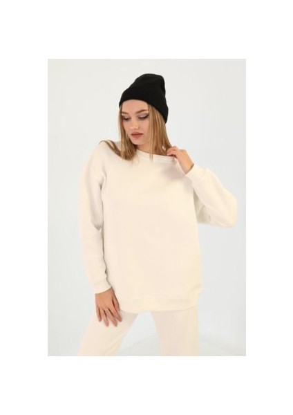Kadın Uzun Kollu Bisiklet Yaka 3 Iplik Sweatshirt