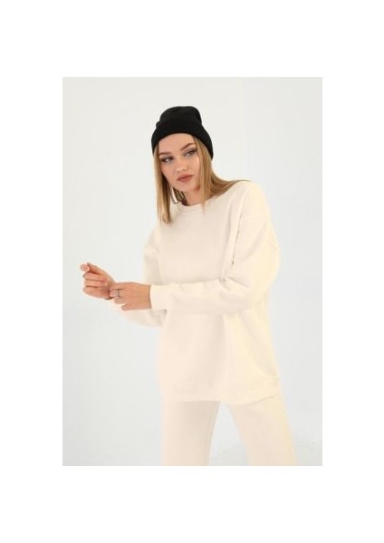 Kadın Uzun Kollu Bisiklet Yaka 3 Iplik Sweatshirt modelleri