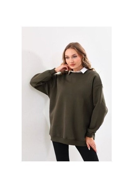 Kadın Uzun Kollu Bisiklet Yaka 3 Iplik Sweatshirt