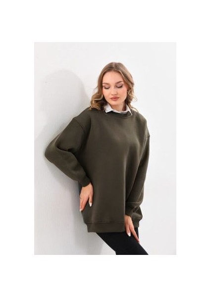Kadın Uzun Kollu Bisiklet Yaka 3 Iplik Sweatshirt