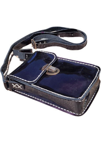 Dionysos SS10 Model El Yapımı Vintage Unisex El Dikişi Crazy Deri Küçük Boy Çanta Telefon Çantası