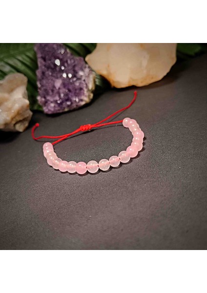 Pembe Kuvars 6mm Makrome Örgü Bileklik fiyatları