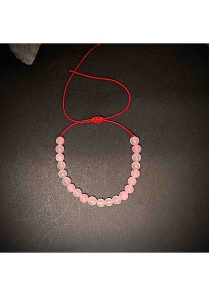 Pembe Kuvars 6mm Makrome Örgü Bileklik modelleri