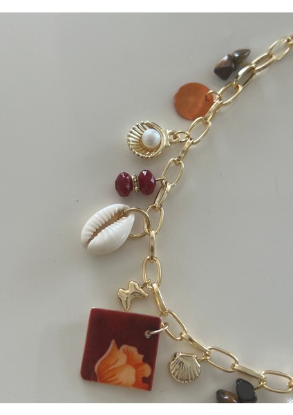 Tasarım/el Yapımı/doğal Taşlı Karışık Midye Deniz Kabuklu Sallantılı Kolye modelleri