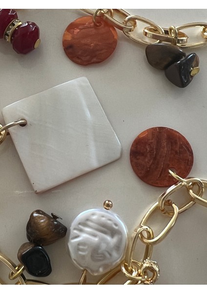 Tasarım/el Yapımı/doğal Taşlı Karışık Midye Deniz Kabuklu Sallantılı Kolye indirimleri