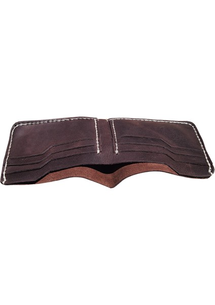 Poseidon Model El Yapımı Unisex Koyu Kahve Vintage Hakiki Deri Cüzdan Kartlık