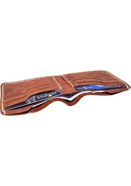 Poseidon Model Unisex Kahve Rengi El Yapımı Vintage Hakiki Deri Cüzdan Kartlık modelleri