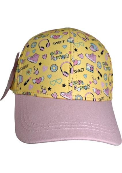 Kitti 4-8 Kız Çocuk Sarı Renk Desenli Şapka