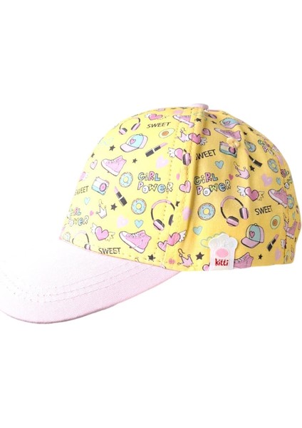 Kitti 4-8 Kız Çocuk Sarı Renk Desenli Şapka fiyatları
